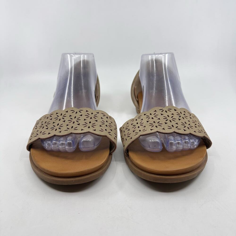 Andiamo D'Orsay Open Toe Slip On Ballet Flat Sandal Open Toe Grey Womens Size 9W